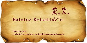 Reinicz Krisztián névjegykártya